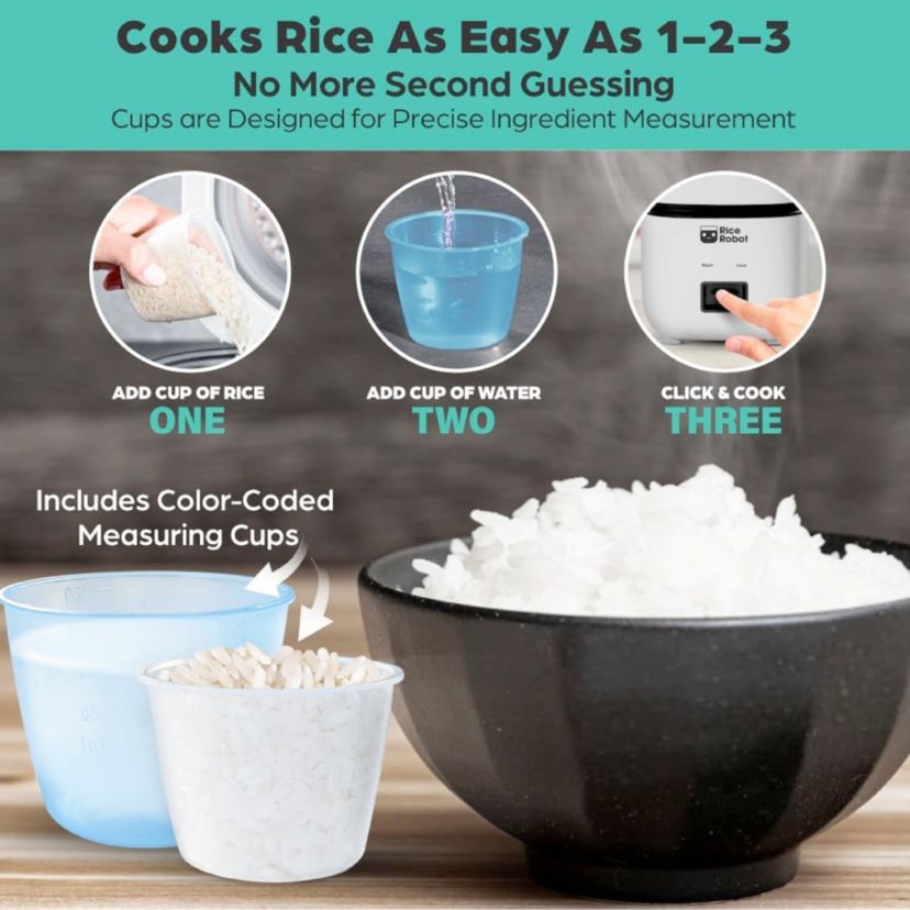 8-Cup (2L) Space Saving Rice Cooker with Ceramic Nonstick Inner Pot