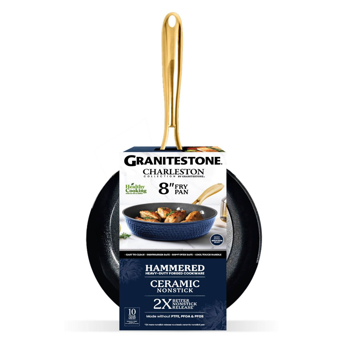 Charleston Collection 8 in. Hammered Ceramic Coating Nonstick Frying Pan