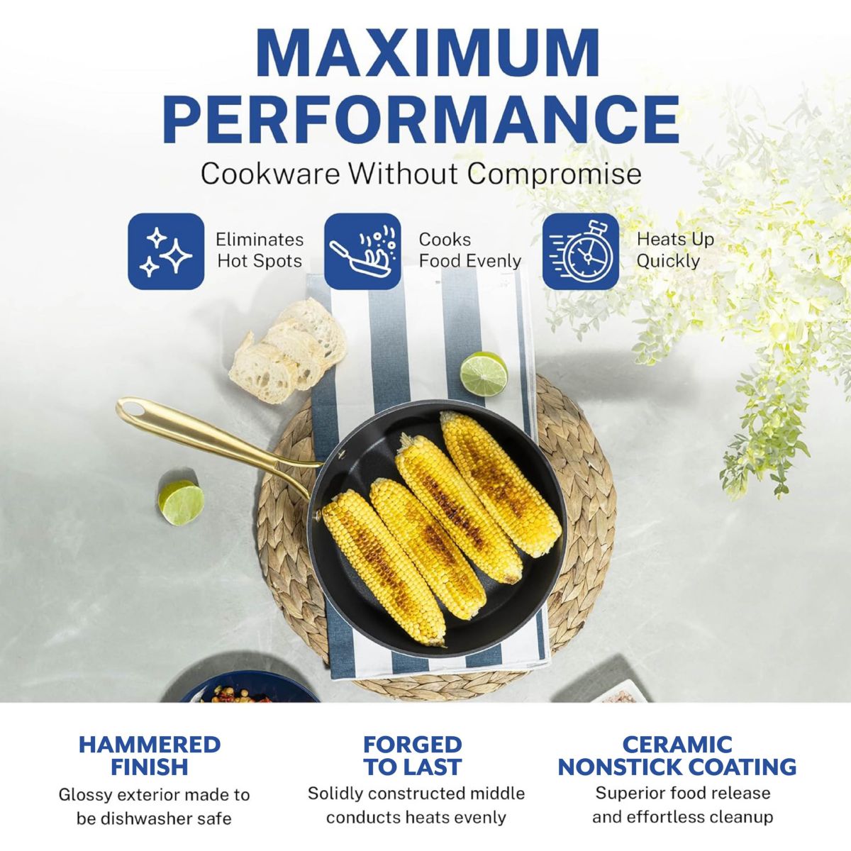 Charleston Collection 8 in. Hammered Ceramic Coating Nonstick Frying Pan