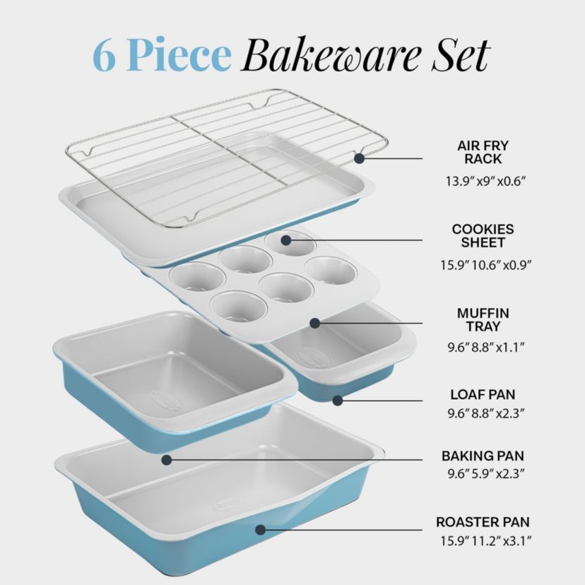 6-Piece Ceramic Nonstick Stackable Bakeware Set