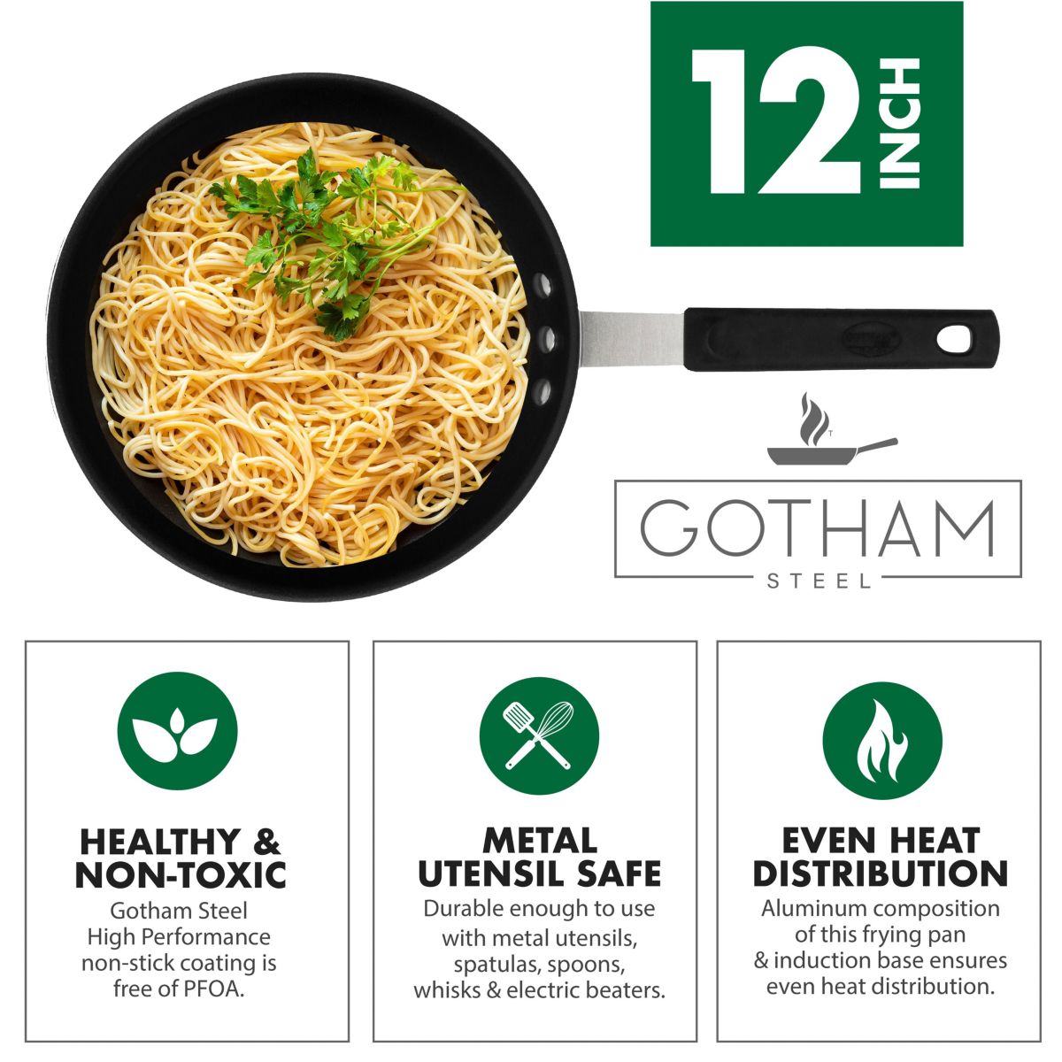 Gotham Steel Pro+ 12 in. Heavy-Gauge Commerical Grade High Performance Nonstick Frying Pan