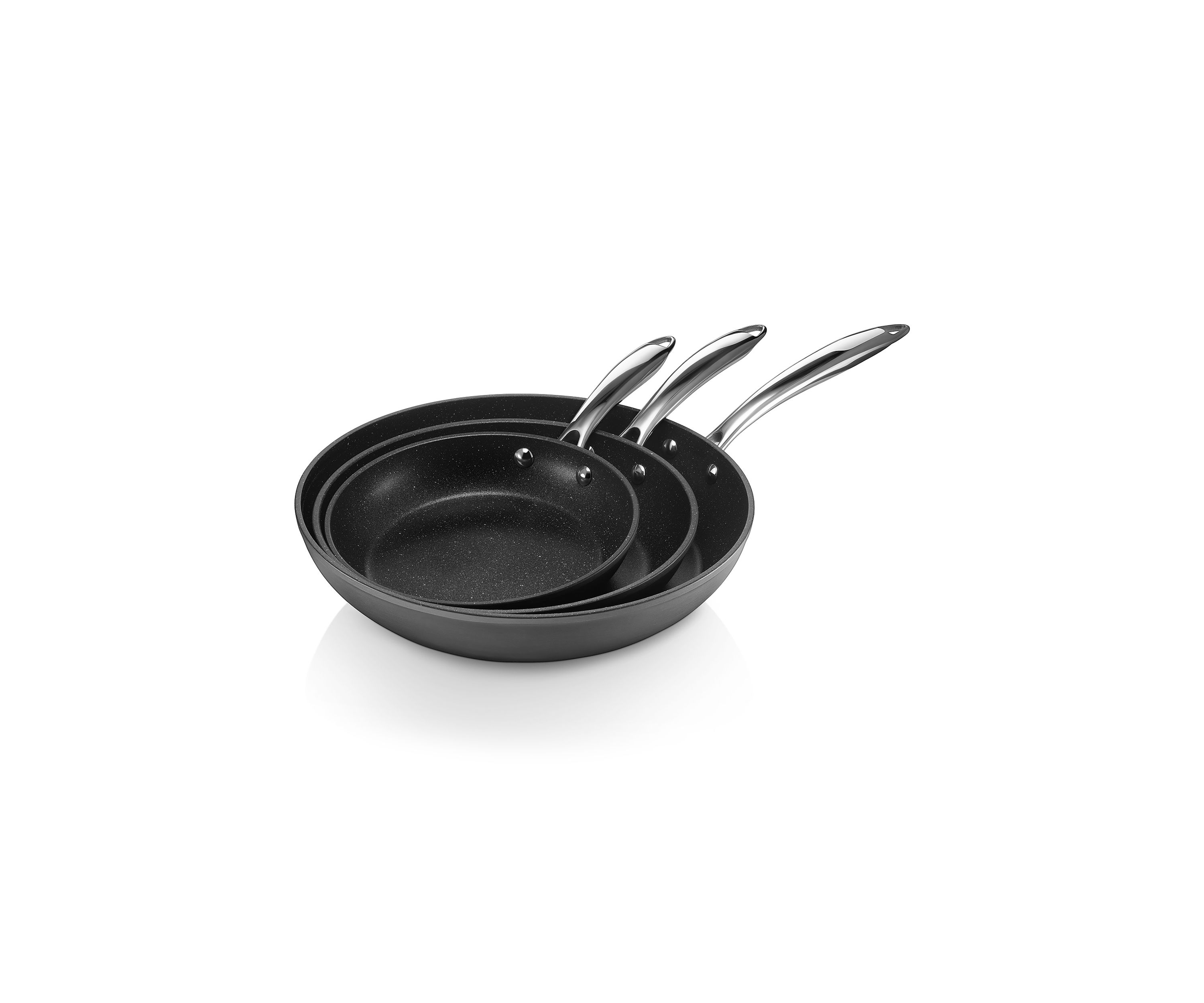 Professional 3-Piece Aluminum Hard Anodized Diamond and Mineral Coating Ultimate Nonstick Premium Frying Pans