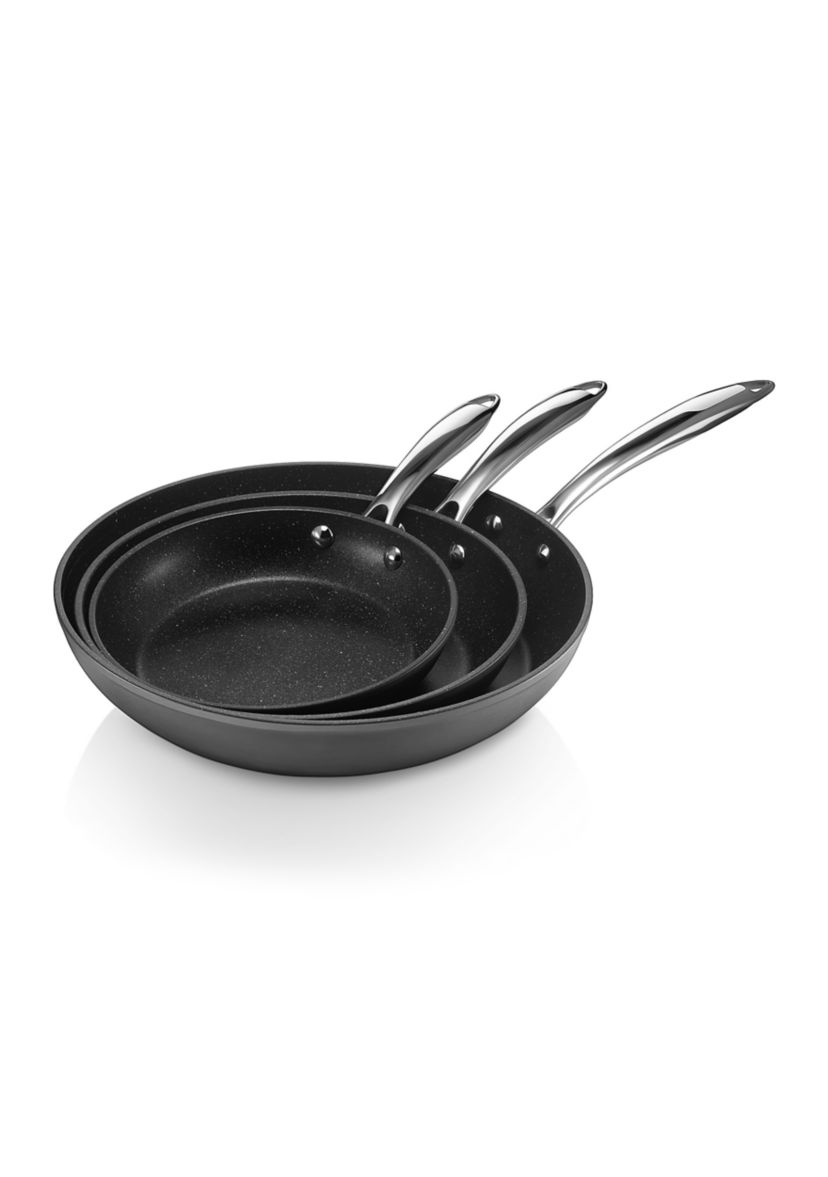 Professional 3-Piece Aluminum Hard Anodized Diamond and Mineral Coating Ultimate Nonstick Premium Frying Pans