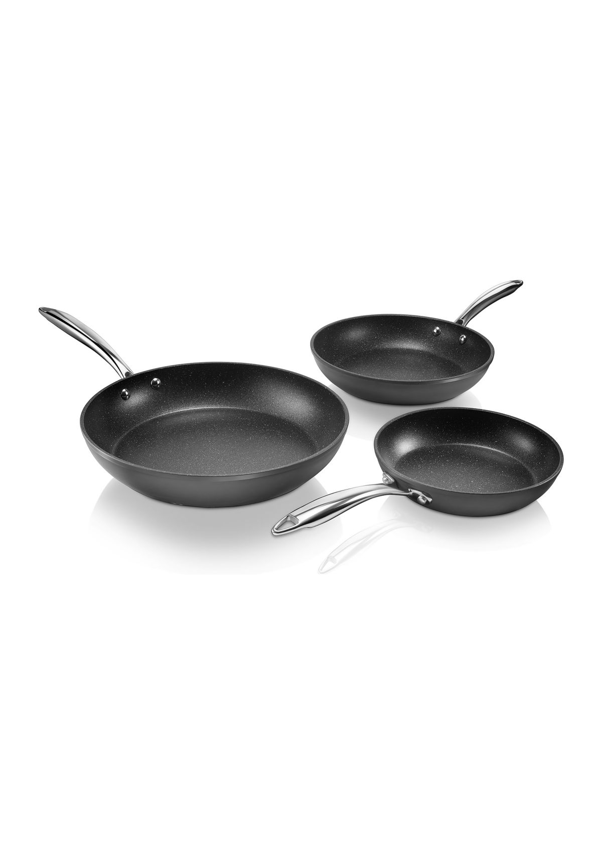 Professional 3-Piece Aluminum Hard Anodized Diamond and Mineral Coating Ultimate Nonstick Premium Frying Pans