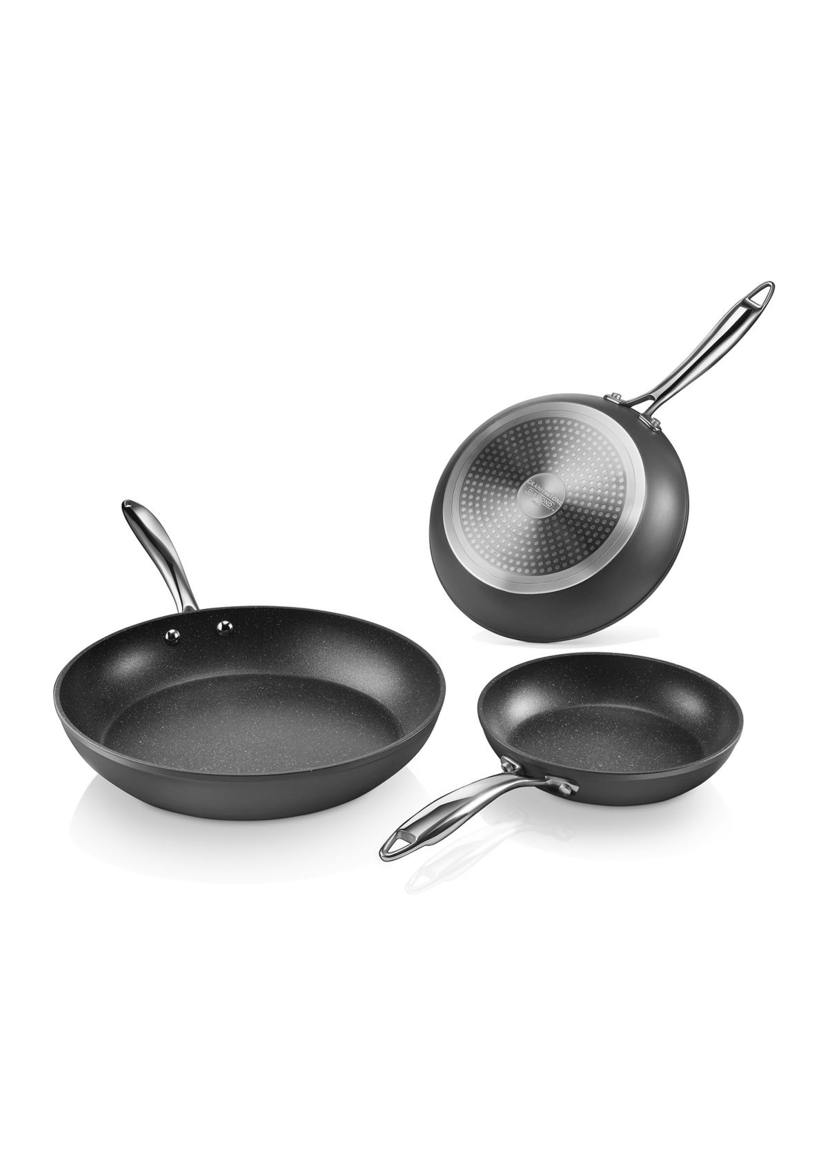 Professional 3-Piece Aluminum Hard Anodized Diamond and Mineral Coating Ultimate Nonstick Premium Frying Pans