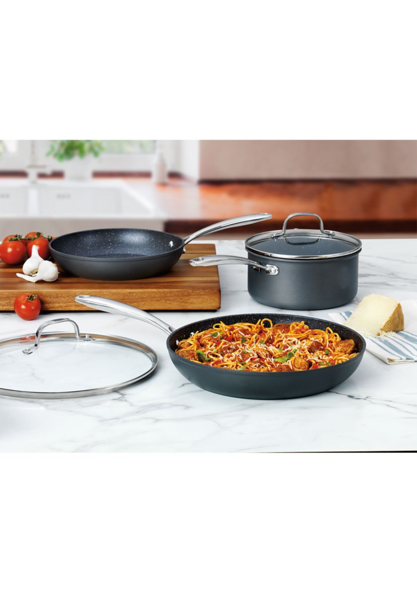 Professional 5 Piece Aluminum Hard Anodized Diamond and Mineral Coating Ultimate Nonstick Premium Cookware Set