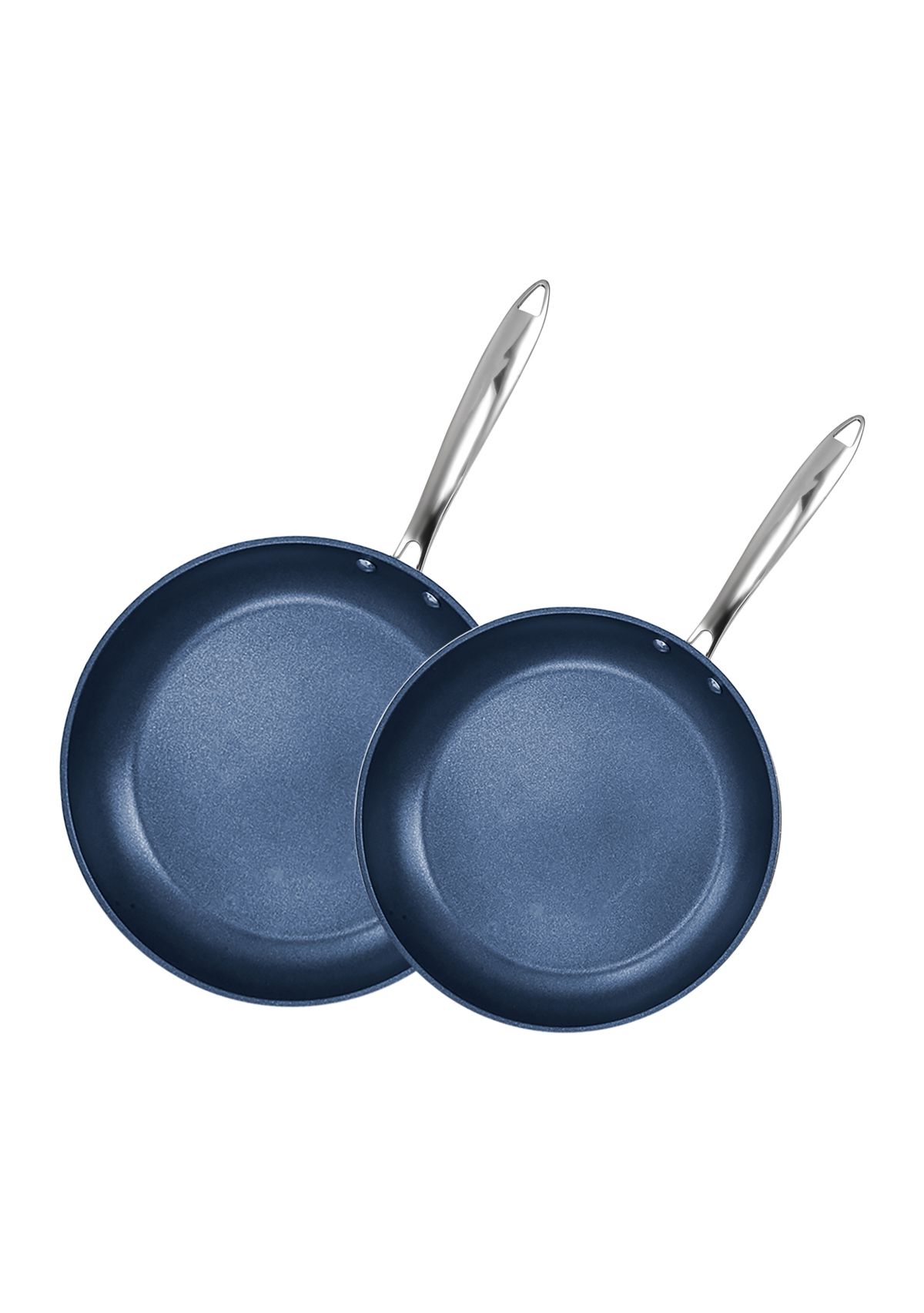 Professional Blue 2 Piece Aluminum Hard Anodized Diamond and Mineral Coating Ultimate Nonstick Premium Frying Pans