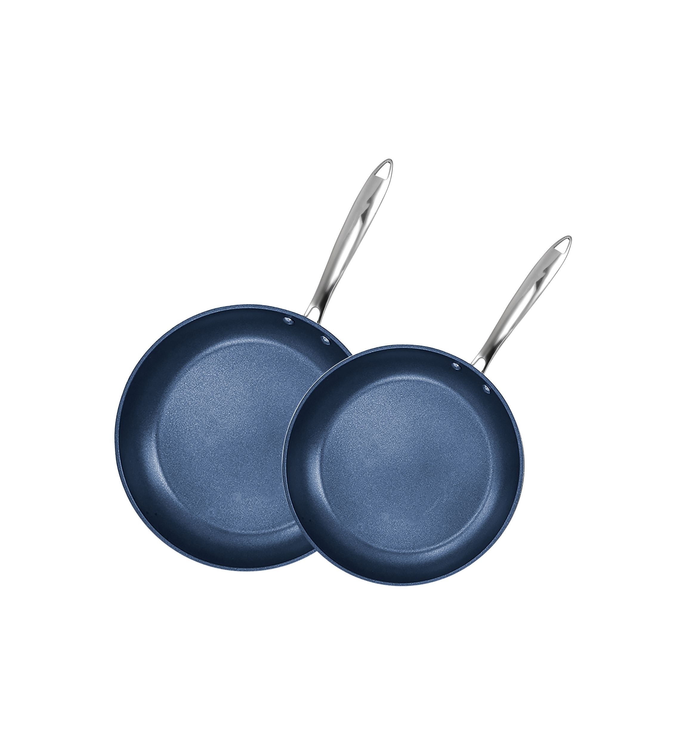 Professional Blue 2 Piece Aluminum Hard Anodized Diamond and Mineral Coating Ultimate Nonstick Premium Frying Pans
