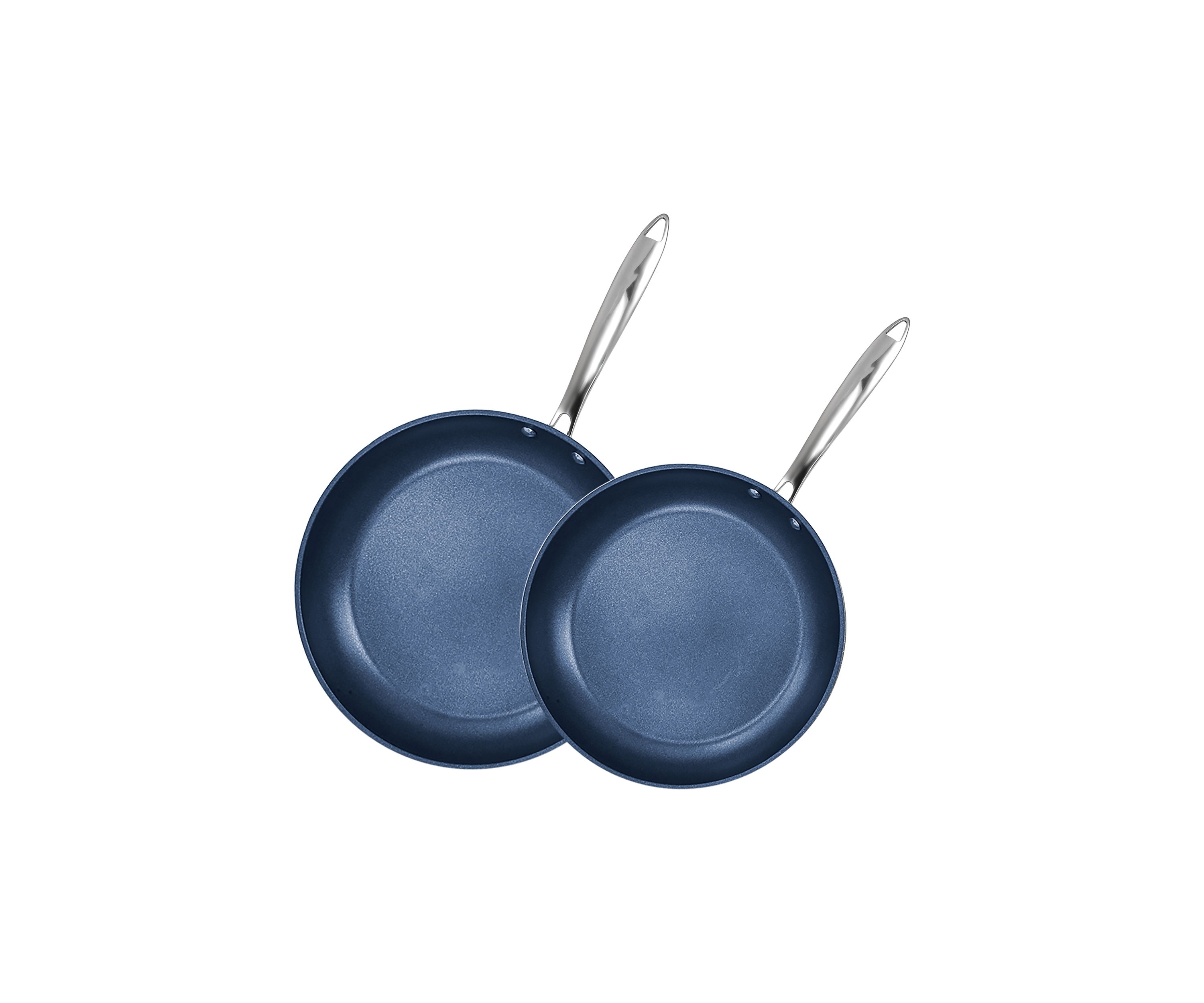 Professional Blue 2 Piece Aluminum Hard Anodized Diamond and Mineral Coating Ultimate Nonstick Premium Frying Pans