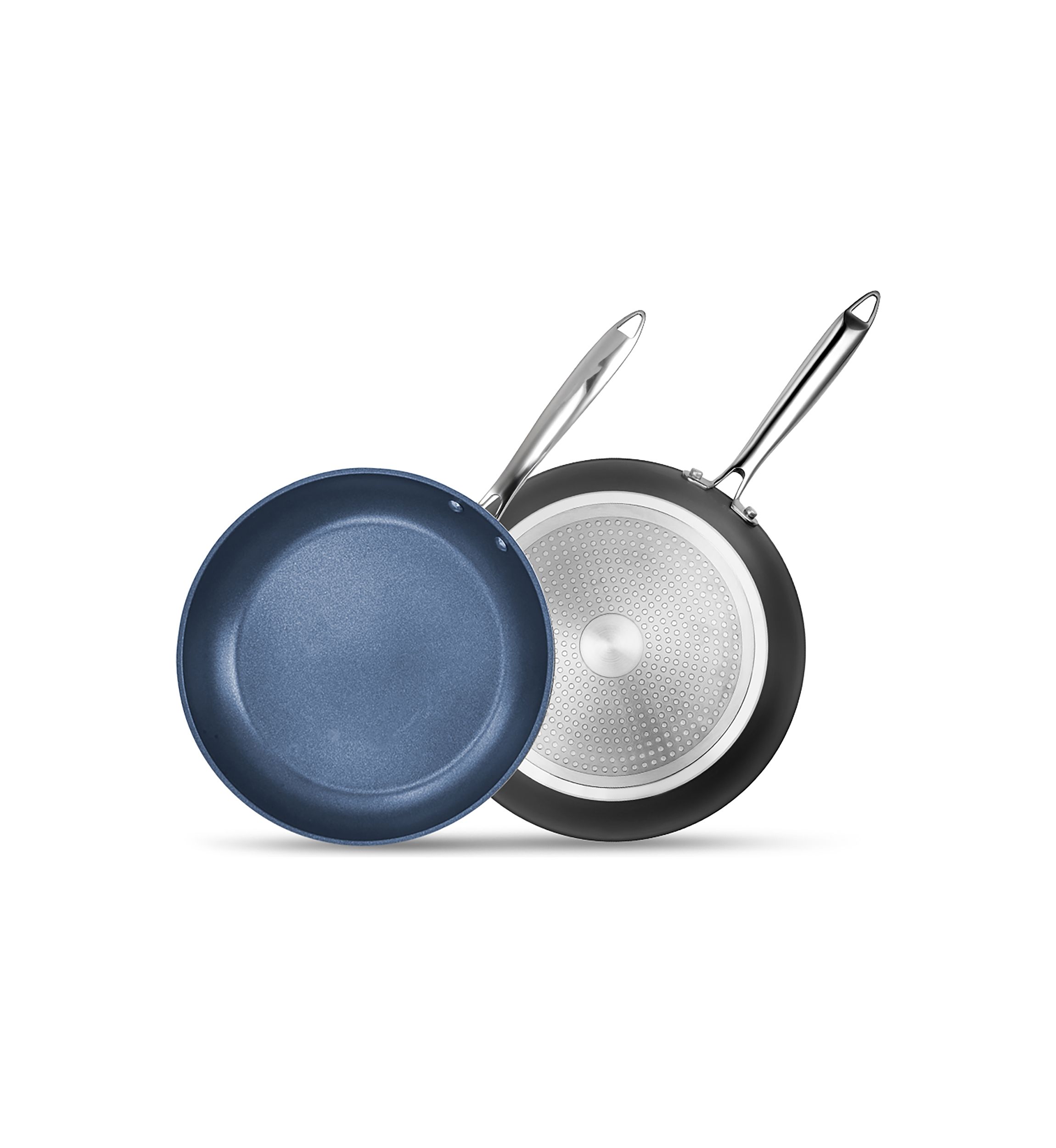 Professional Blue 2 Piece Aluminum Hard Anodized Diamond and Mineral Coating Ultimate Nonstick Premium Frying Pans