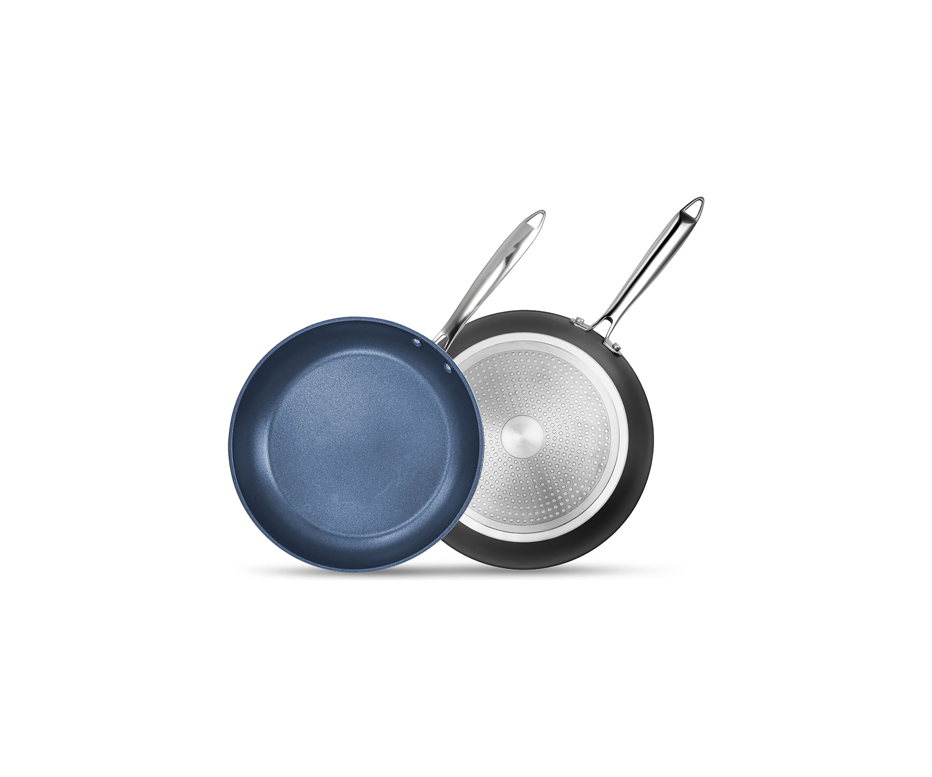 Professional Blue 2 Piece Aluminum Hard Anodized Diamond and Mineral Coating Ultimate Nonstick Premium Frying Pans