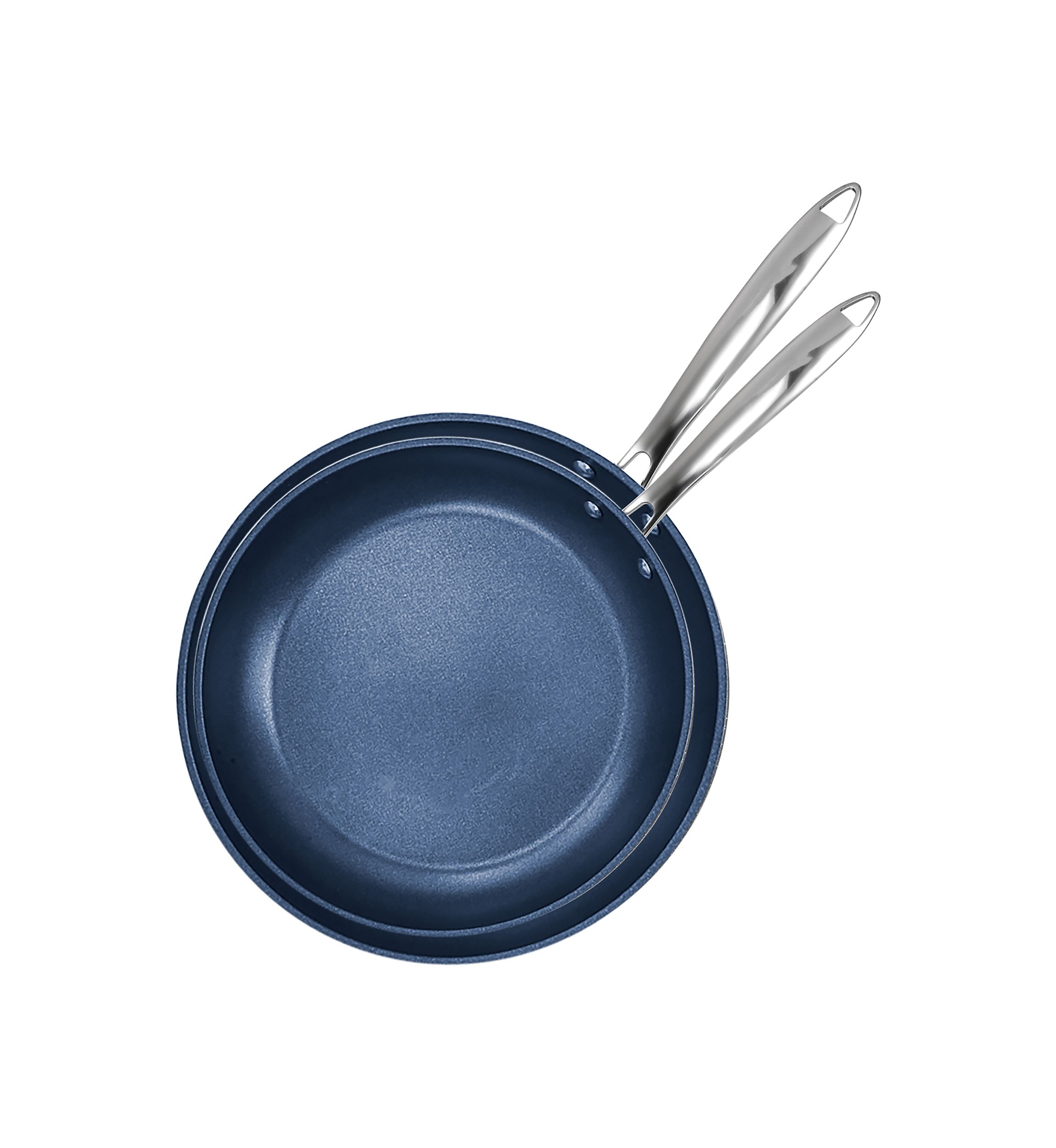 Professional Blue 2 Piece Aluminum Hard Anodized Diamond and Mineral Coating Ultimate Nonstick Premium Frying Pans