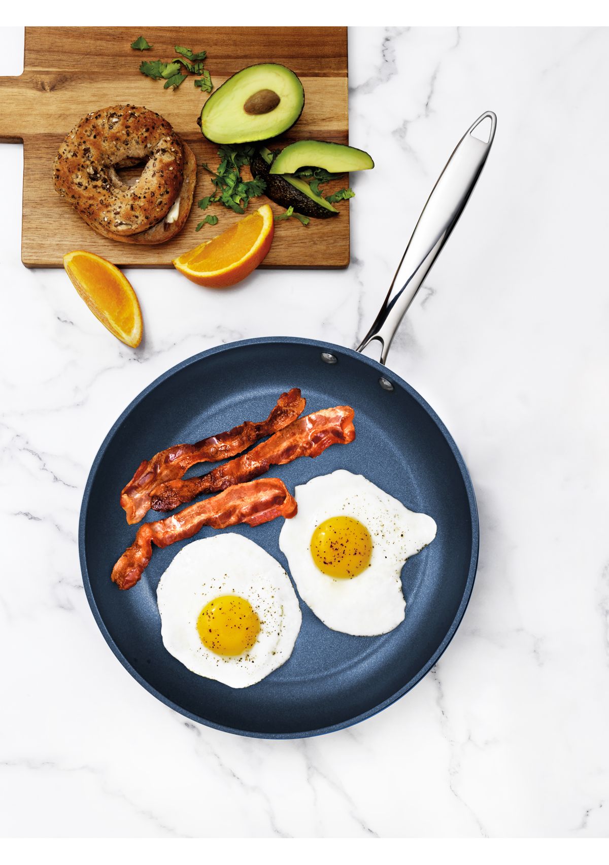 Professional Blue 2 Piece Aluminum Hard Anodized Diamond and Mineral Coating Ultimate Nonstick Premium Frying Pans