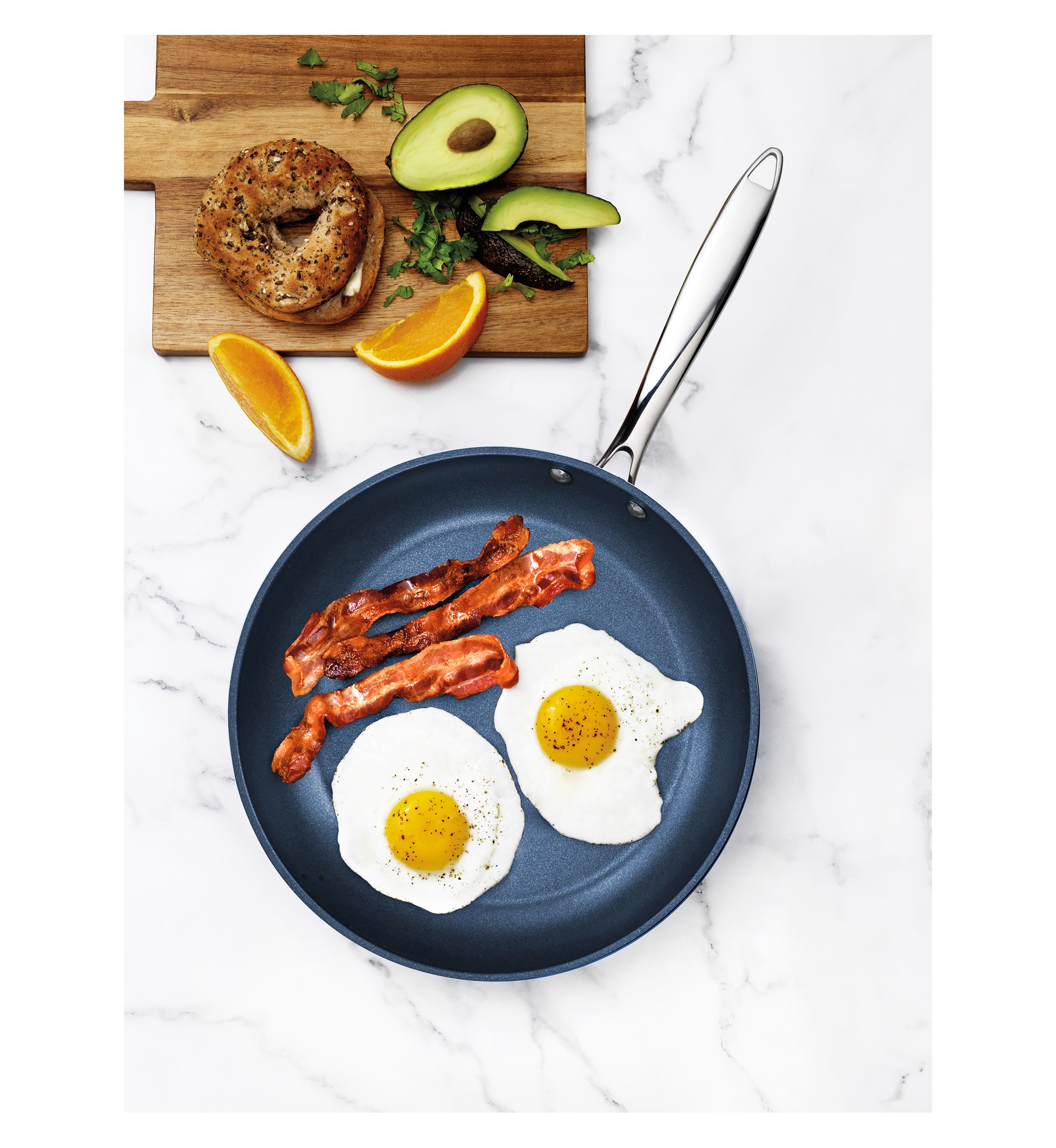 Professional Blue 2 Piece Aluminum Hard Anodized Diamond and Mineral Coating Ultimate Nonstick Premium Frying Pans