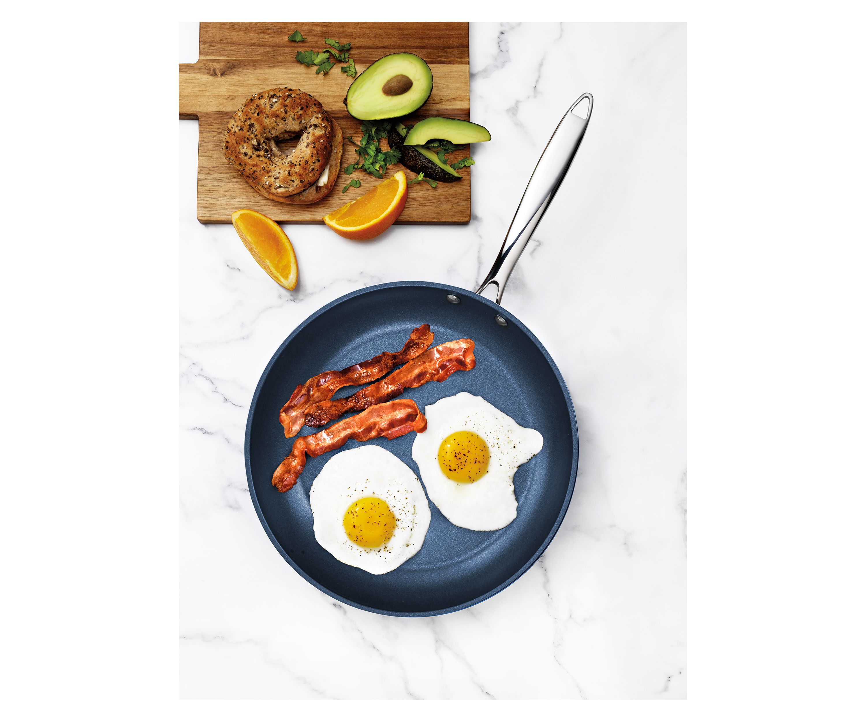 Professional Blue 2 Piece Aluminum Hard Anodized Diamond and Mineral Coating Ultimate Nonstick Premium Frying Pans