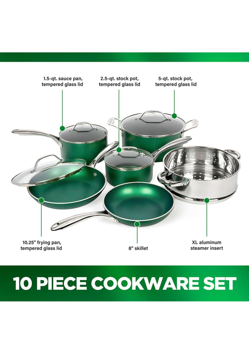 10 Piece Ultra-Durable Mineral and Diamond Infused Cookware Set