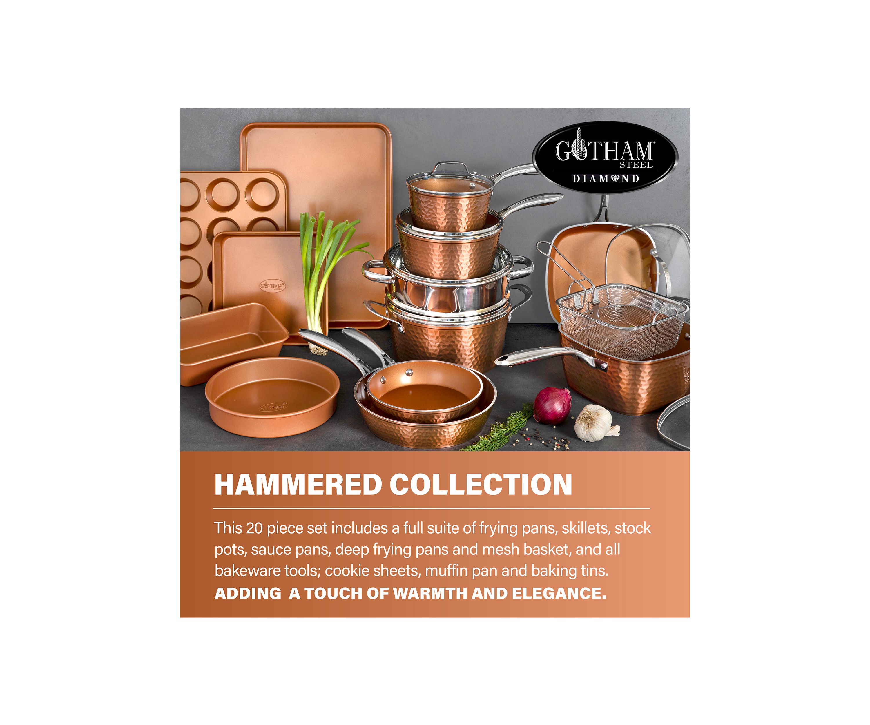 20 Piece Hammer Ti Ceramic Nonstick Cookware and Bakeware Set