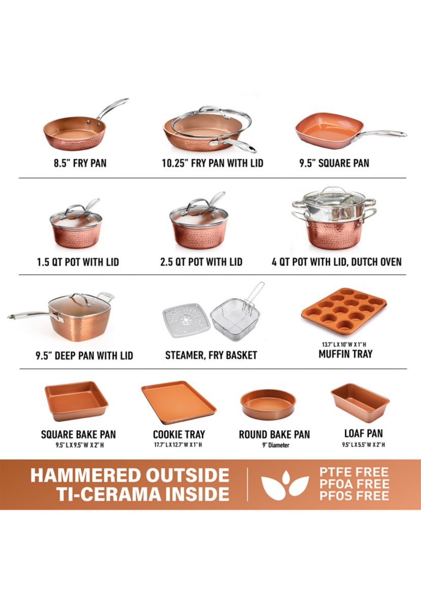 20 Piece Hammer Ti Ceramic Nonstick Cookware and Bakeware Set