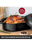 16 Inch (3.7 Quart) Nonstick Titanium and Diamond Infused Oval Roaster Pan with Lid
