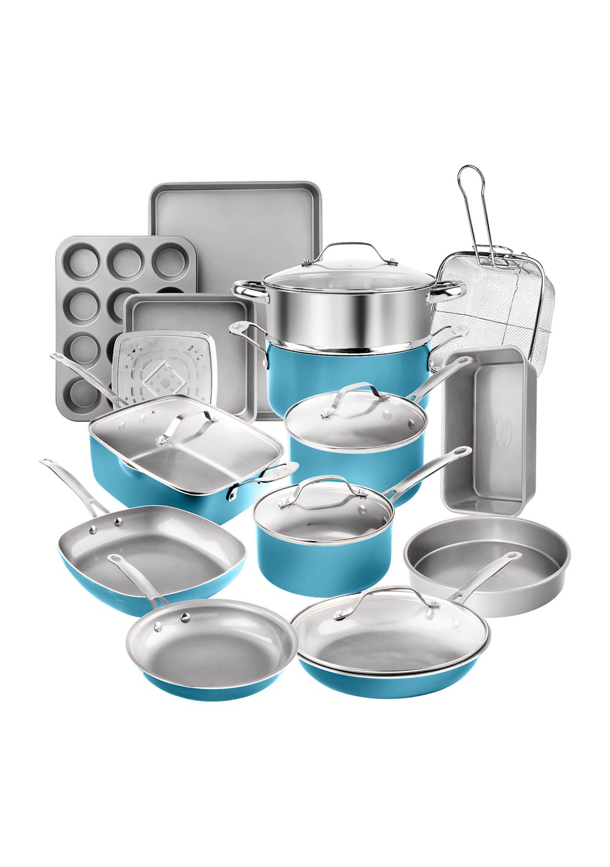 20-Piece Aqua Ti Ceramic Nonstick Cookware and Bakeware Set
