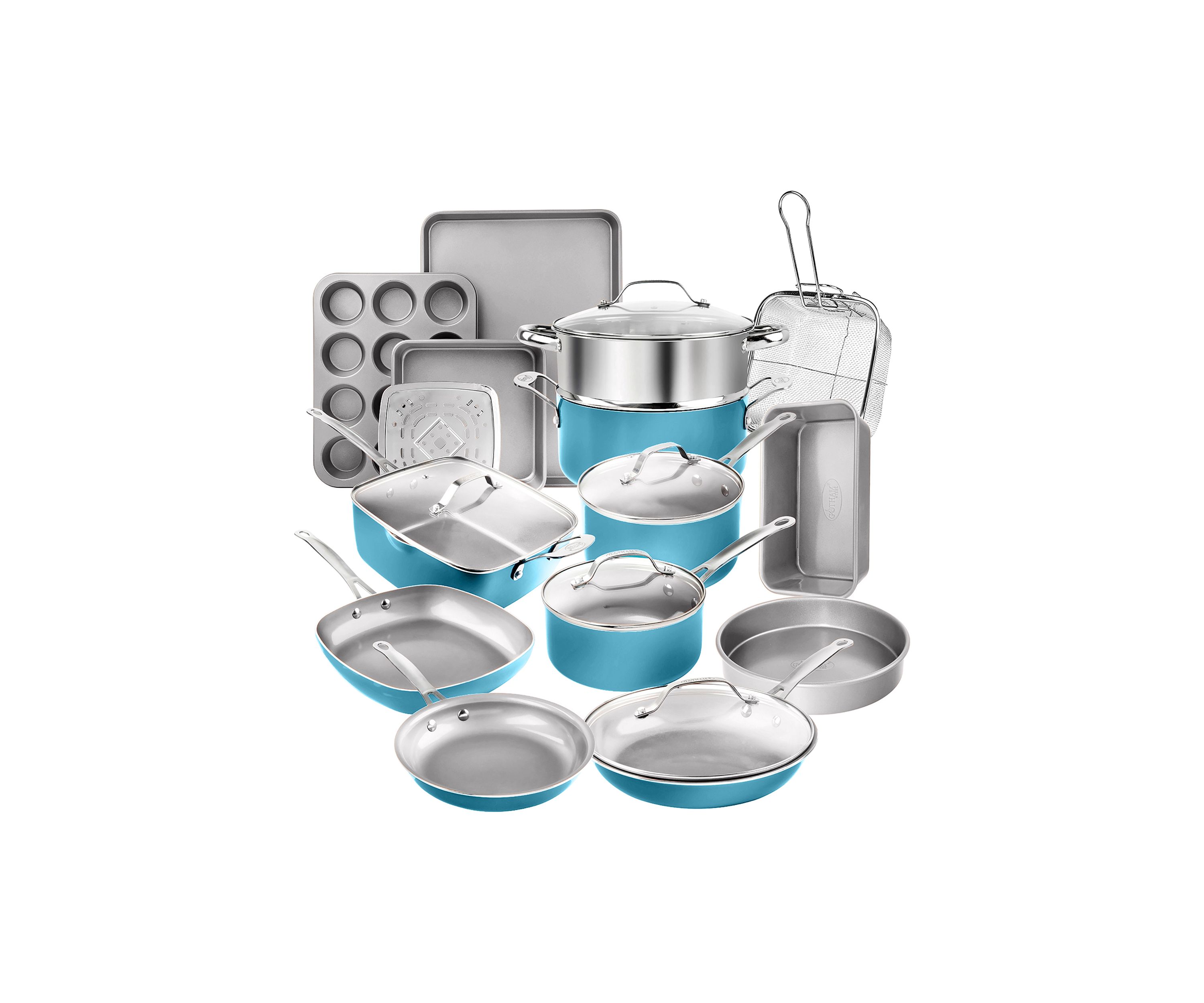 20-Piece Aqua Ti Ceramic Nonstick Cookware and Bakeware Set