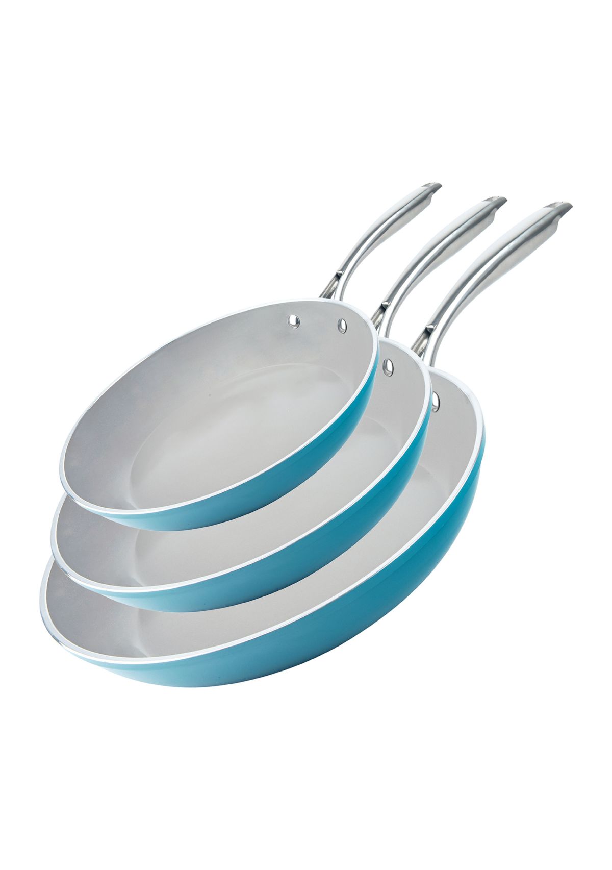 Aqua Blue 3-Piece Ti-Ceramic Nonstick Coating Frying Pan Set