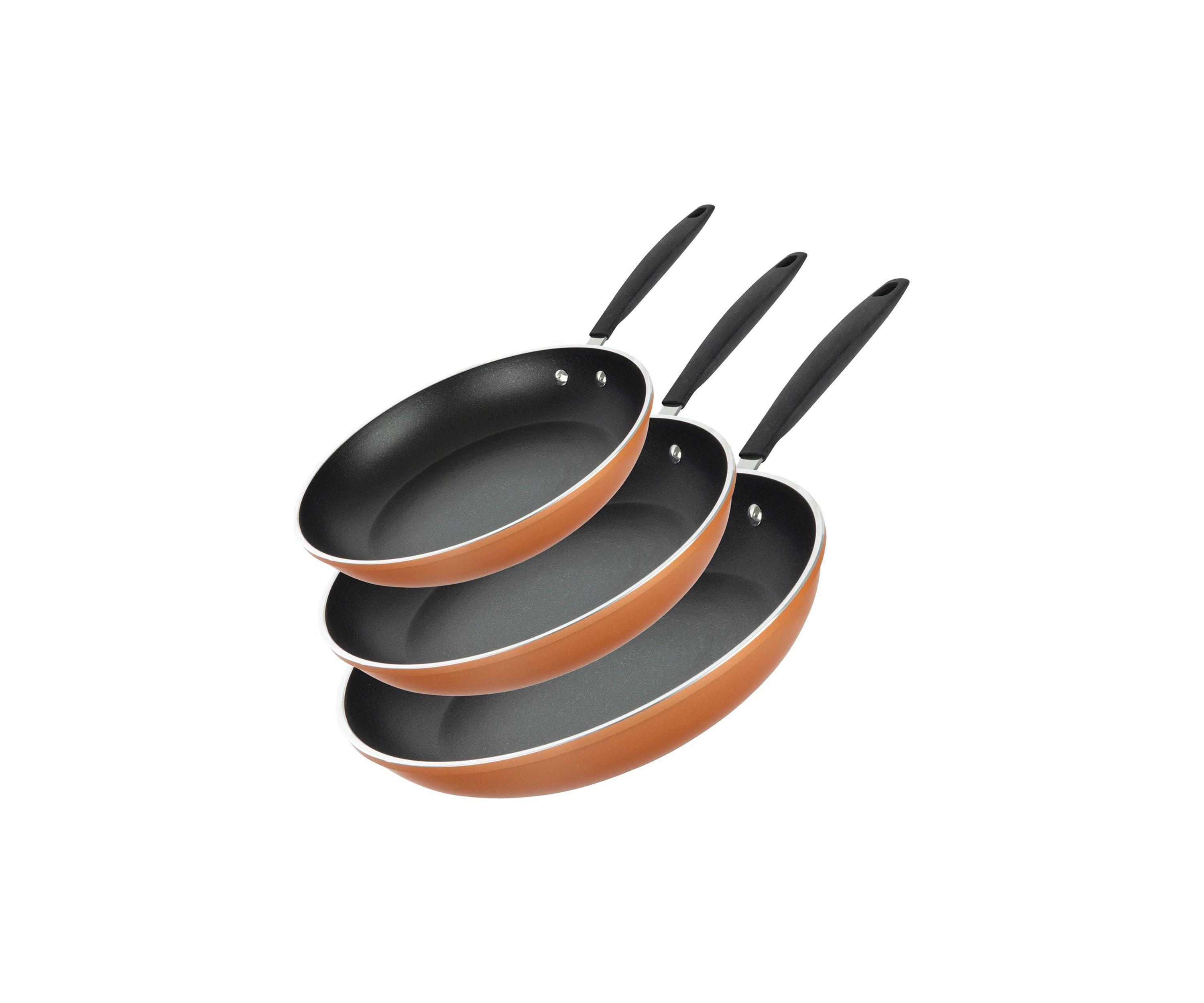 3-Piece Copper Cast Textured Surface Nonstick Frying Pan Set