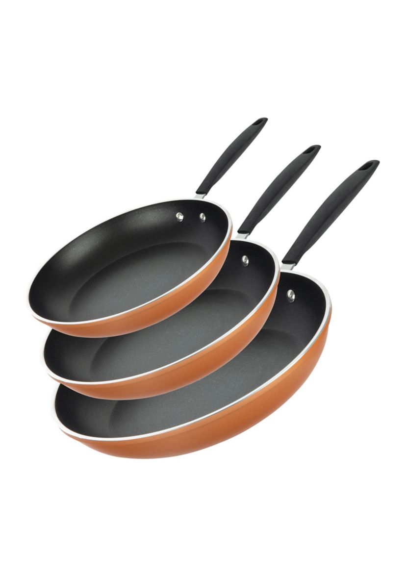 3-Piece Copper Cast Textured Surface Nonstick Frying Pan Set