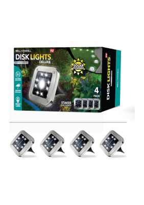 Disk Lights Square Stainless Steel Solar Powered Outdoor Integrated LED Path Disk Lights -Pack