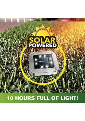 Disk Lights Square Stainless Steel Solar Powered Outdoor Integrated LED Path Disk Lights -Pack