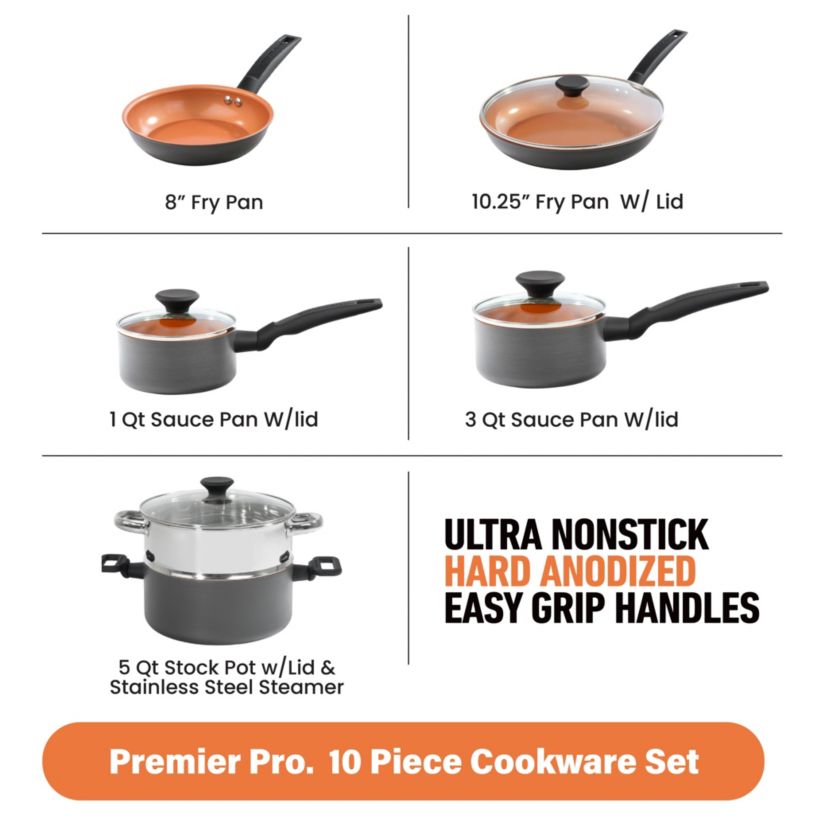 Gotham Steel Pro Premier Non-Stick Ceramic 10-Piece Cookware Set