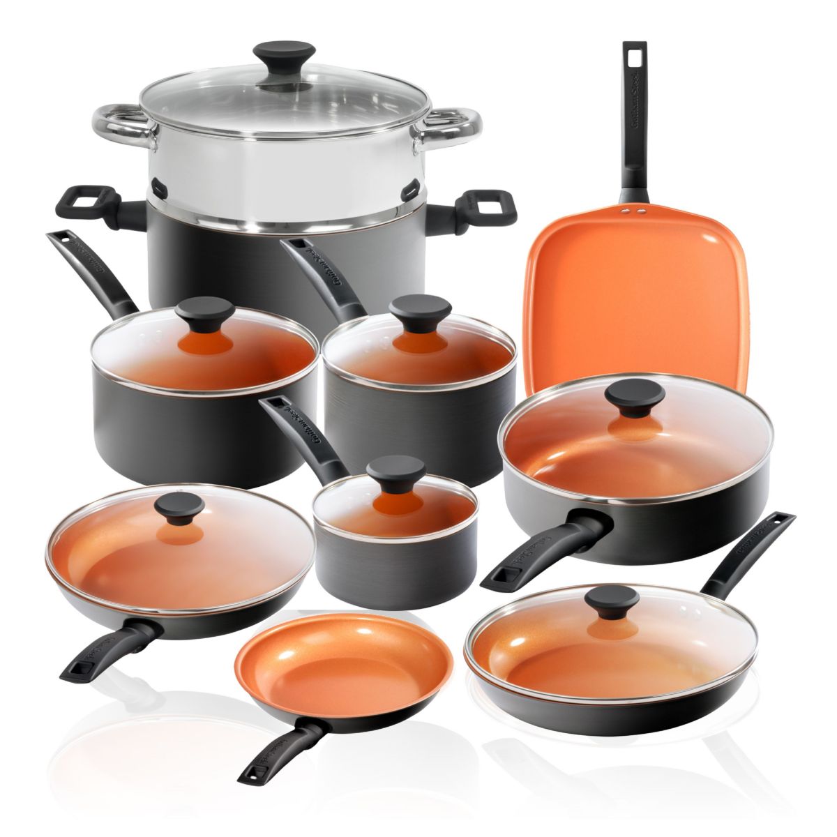 Gotham Steel Pro Premier 17-Piece Hard Anodized Ceramic Nonstick Cookware Set