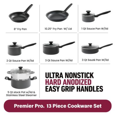 GraniteStone Pro Premier 13-Piece Hard Anodized Nonstick Cookware Set