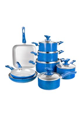 Farmhouse 13-Piece Aluminum Ultra-Durable Chalk Gray Diamond Infused Nonstick Coating Cookware Set