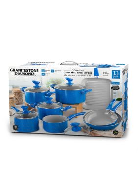 Granitestone 20-Piece Blue Aluminum Ultra-Durable Diamond Infused Coating Nonstick Express Cookware and Bakeware Set