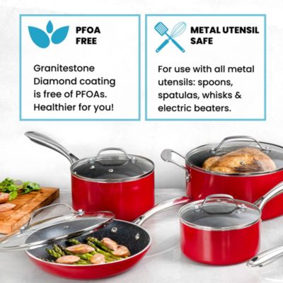 Granitestone 20-Piece Ultra-Durable Nonstick Cookware and Bakeware Set in Red