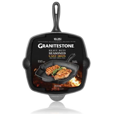 Cast Iron Seasoned 10.25 in. Square Grill Pan