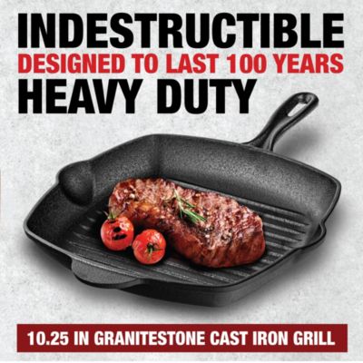 Cast Iron Seasoned 10.25 in. Square Grill Pan