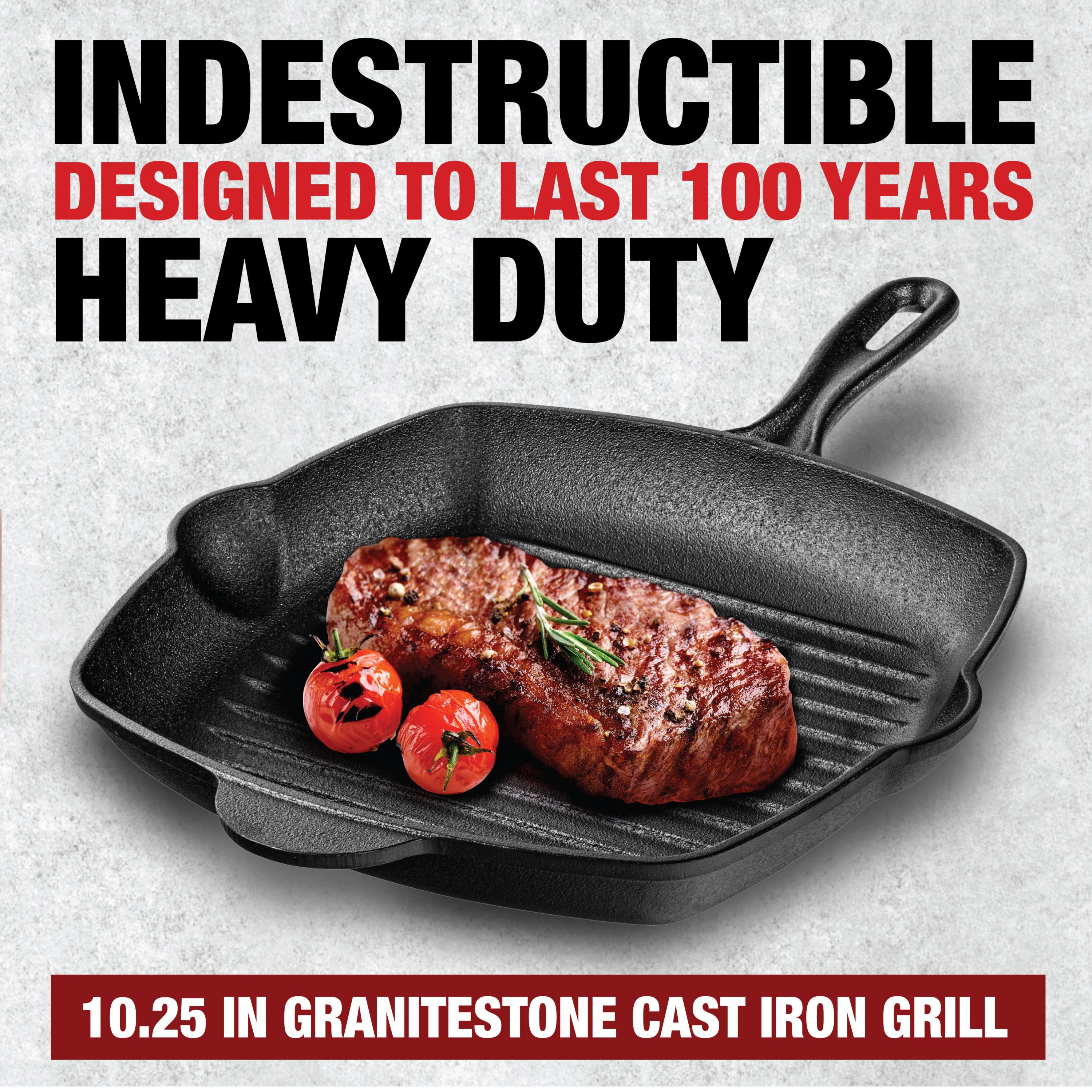 Cast Iron Seasoned 10.25 in. Square Grill Pan