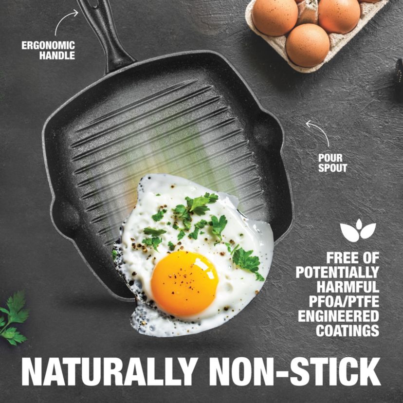 Cast Iron Seasoned 10.25 in. Square Grill Pan