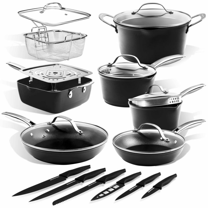Granitestone Armor Max 20-Piece Hard Anodized Heavy Duty 4-Layer Ultra Release Nonstick Cookware Set