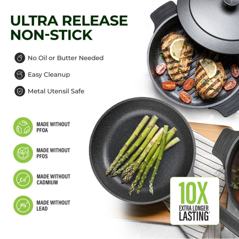 GraniteStone 6-Piece Cast Aluminum Heavy Duty Nesting Nonstick Cookware Set