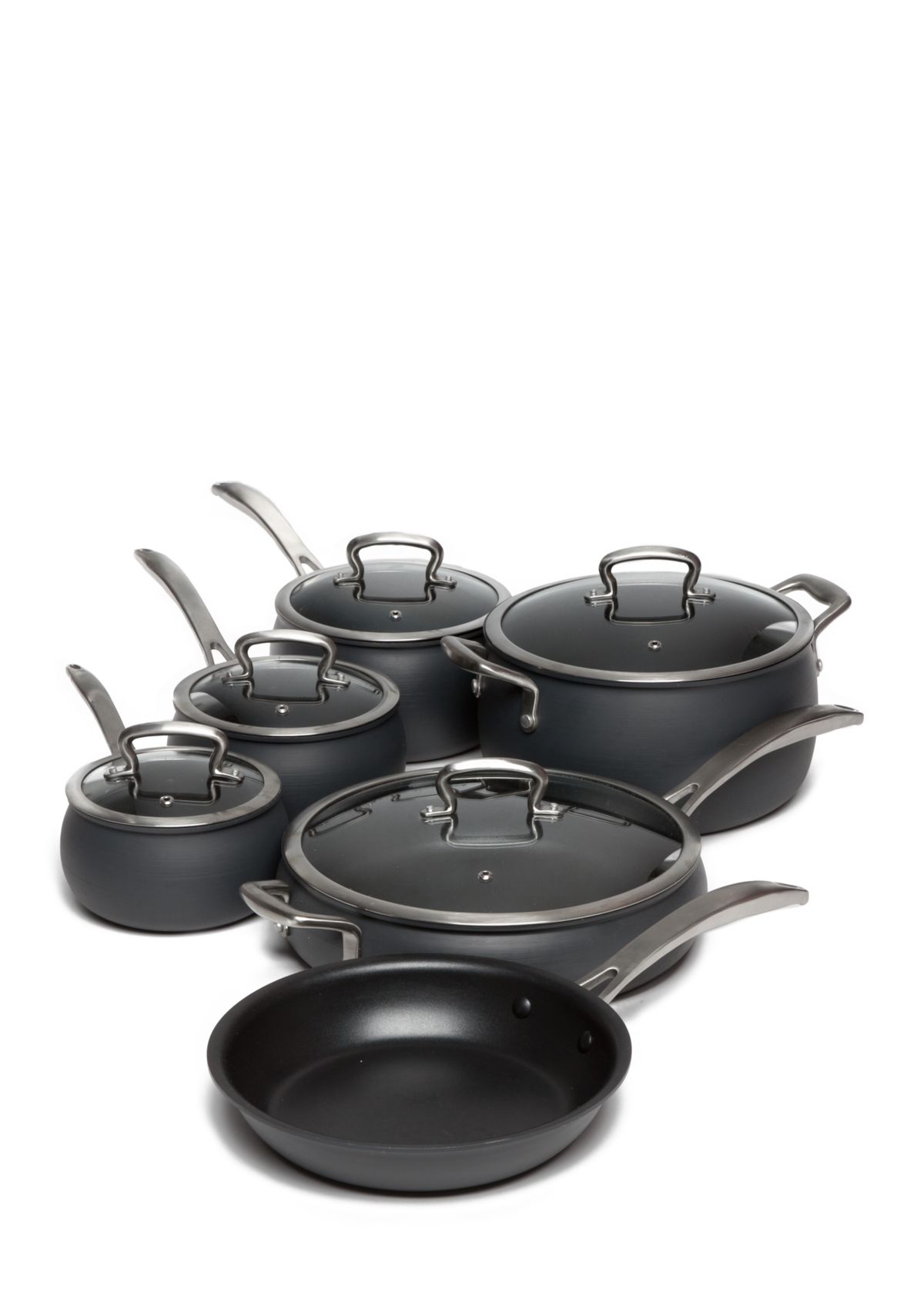 11-Piece Non-Stick Dishwasher Safe Hard Anodized Belly Cookware Set