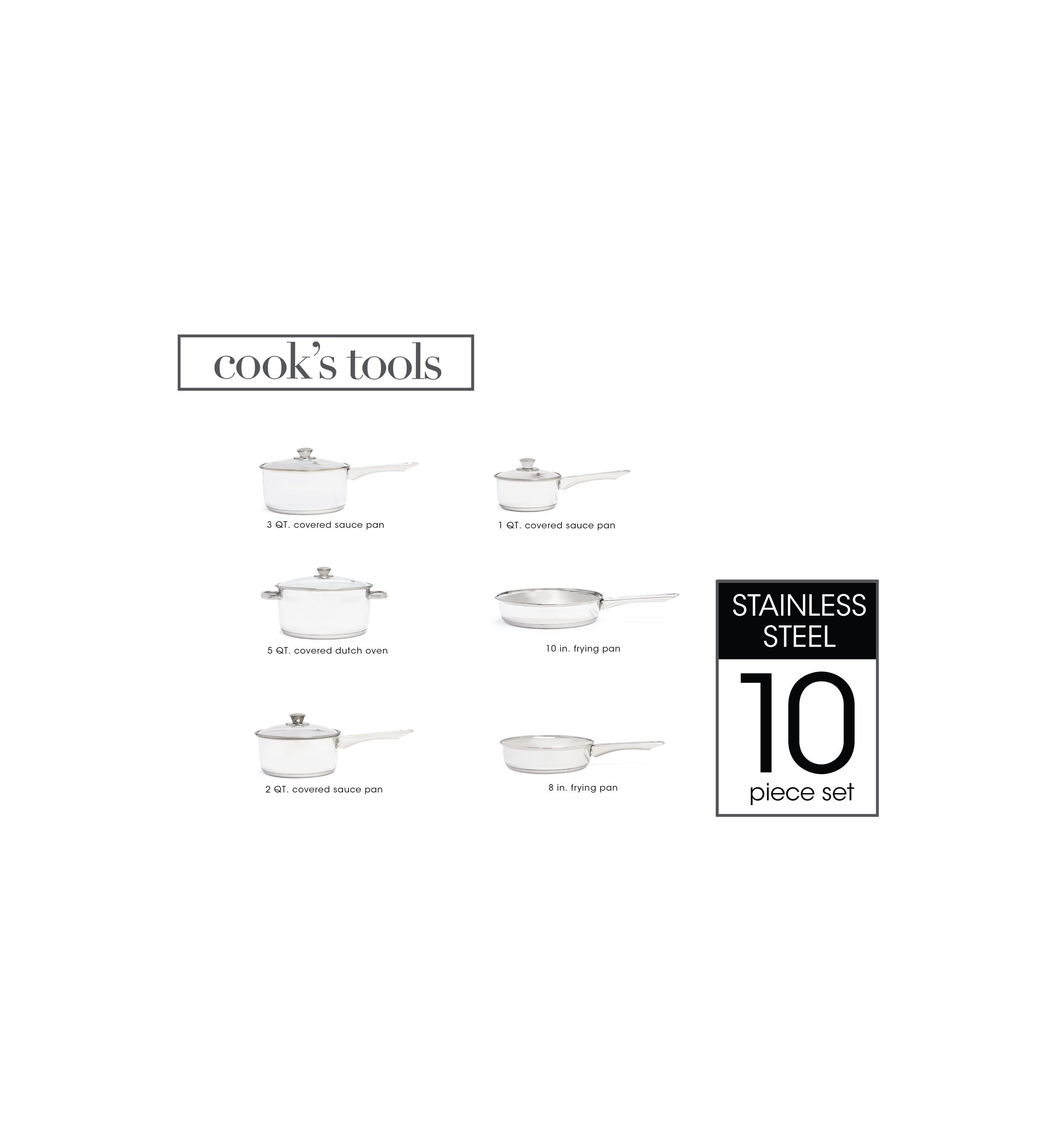 Stainless Steel 10-Piece Cookware Set
