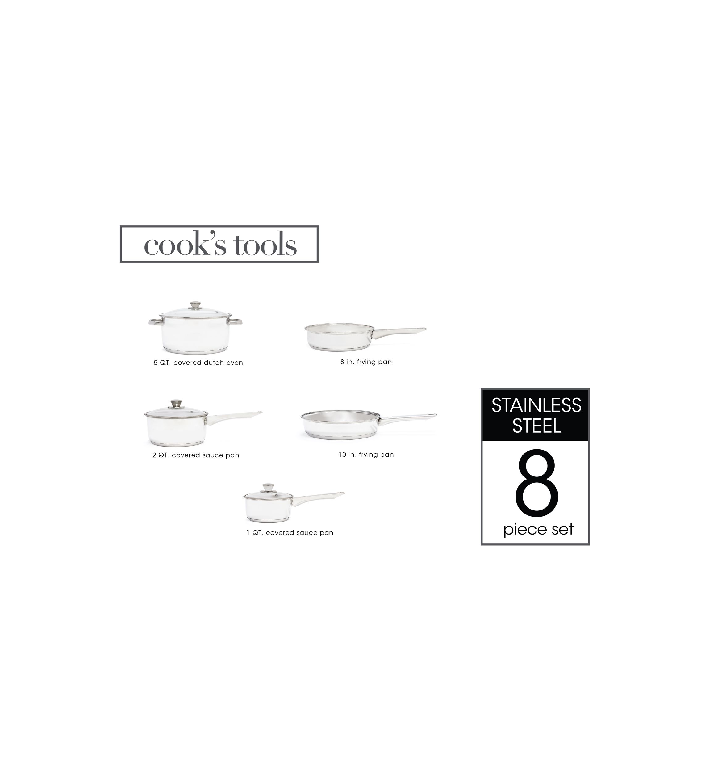  8-Piece Stainless Steel Cookware Set