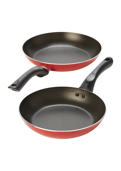 Cooks Tools 2-Piece 8.4 Inch L & 10 Inch L Fry Pan Set (Red)