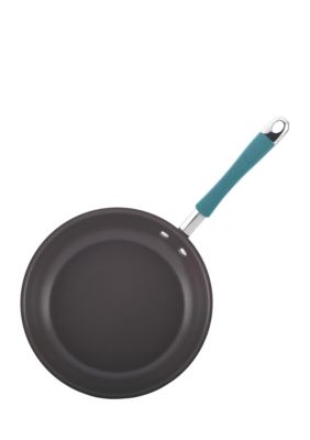 Cucina Hard-Anodized Aluminum Nonstick Cookware Set, 12-Piece, Gray, Agave Blue Handles