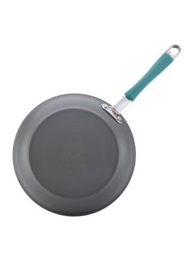 Cucina Hard-Anodized Aluminum Nonstick Cookware Set, 12-Piece, Gray, Agave Blue Handles