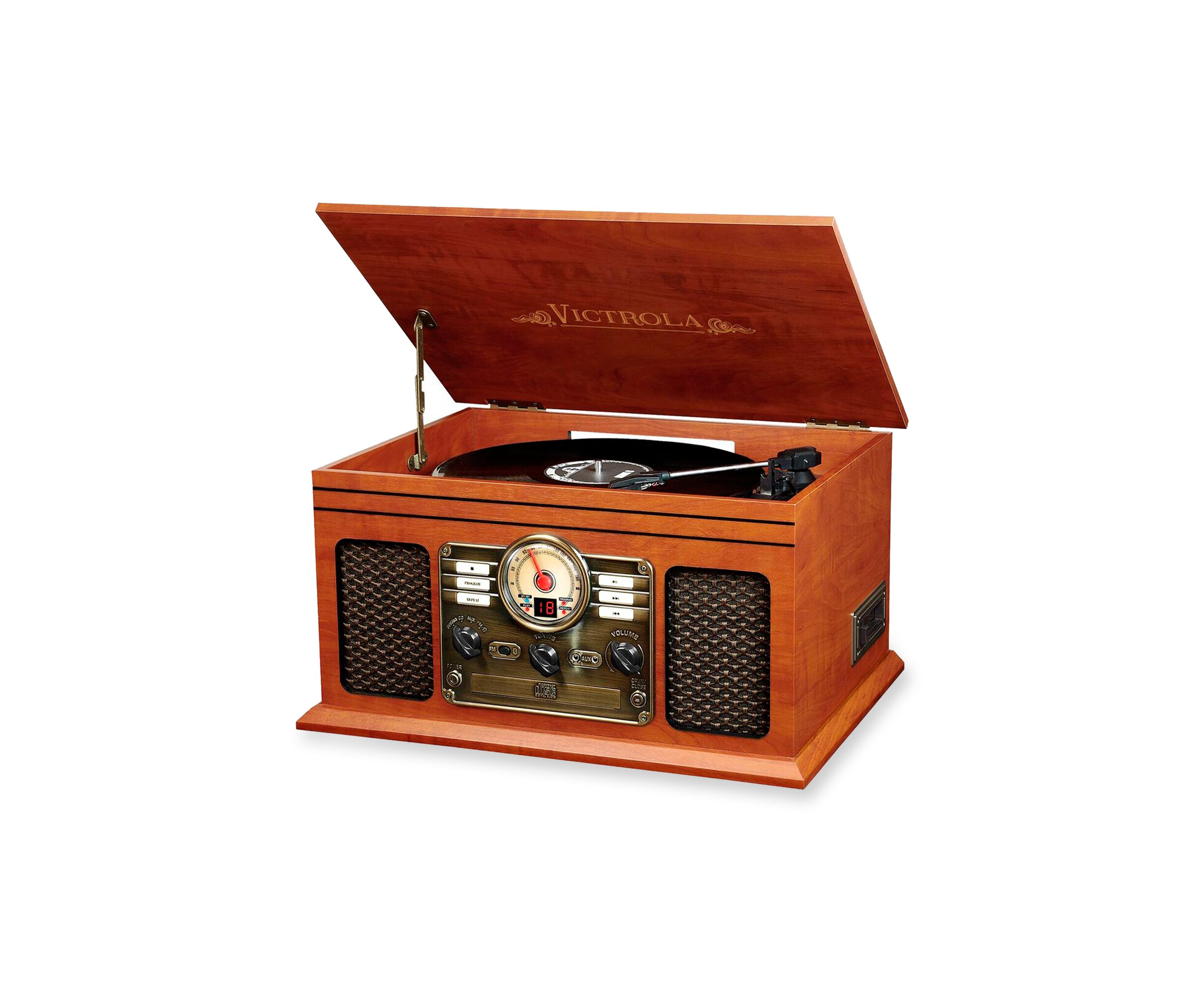6-in-1 Nostalgic Bluetooth Record Player with 3-Speed Turntable
