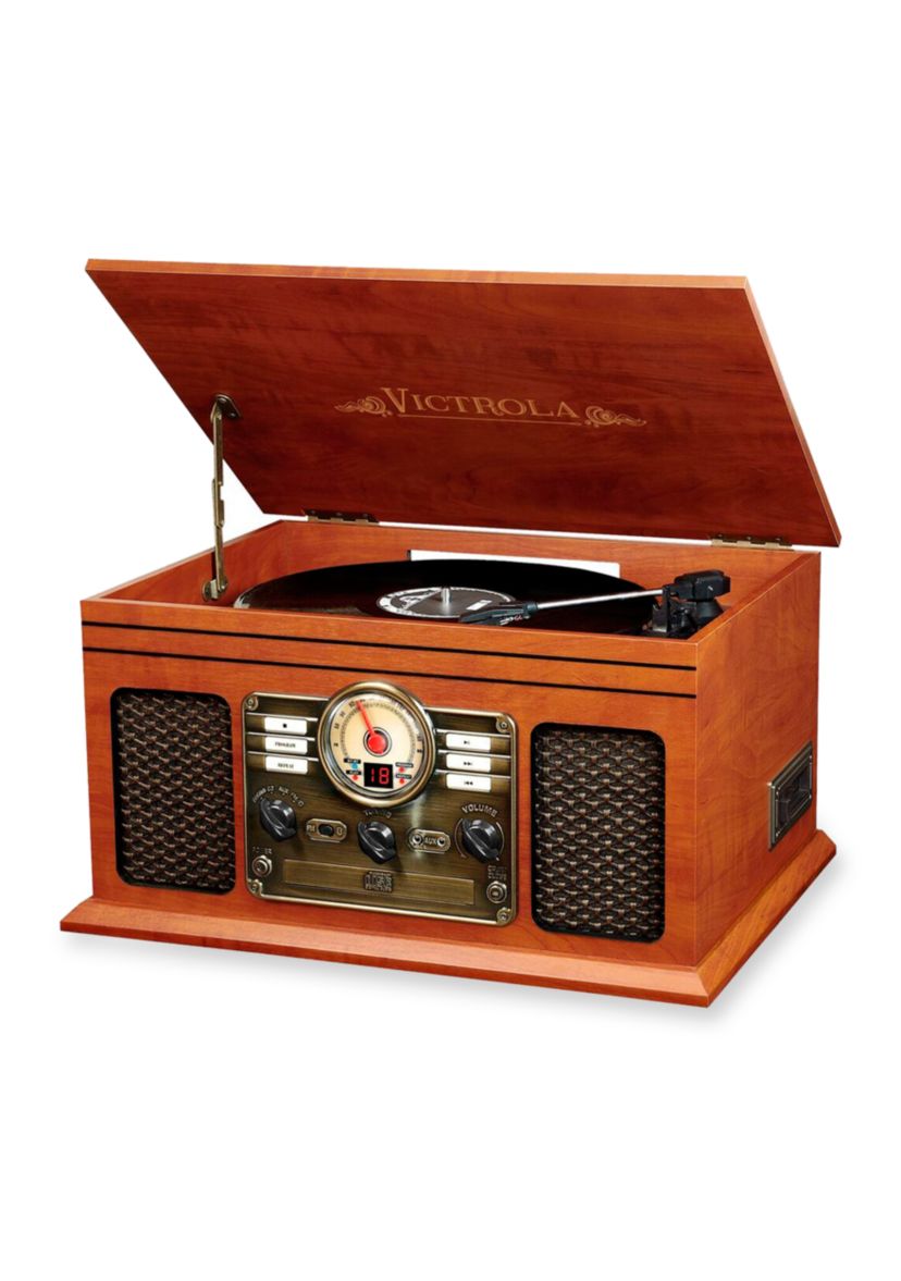 6-in-1 Nostalgic Bluetooth Record Player with 3-Speed Turntable